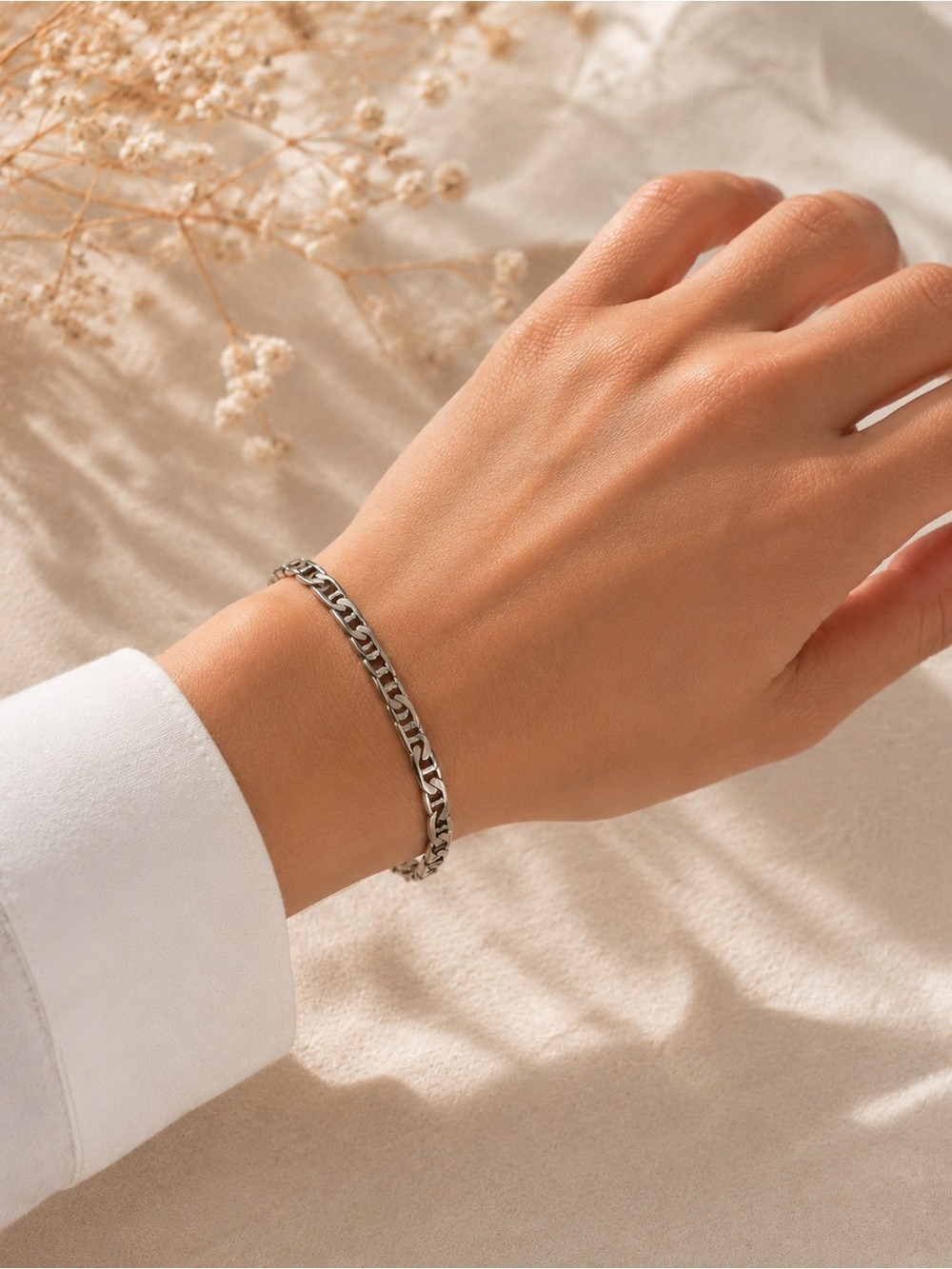 925 Sterling Silver Mariner Link Bracelet Vintage Chain Minimalist
